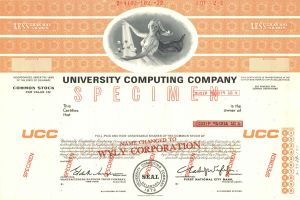 University Computing Co. - UCCEL Corporation - Specimen Stock Certificate