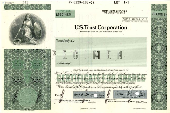 U.S. Trust Corporation - Specimen Stock Certificate