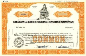 Willcox and Gibbs Sewing Machine Co. - Stock Certificate