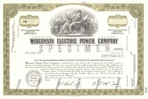 Wisconsin Electric Power Co. - Specimen Stock Certificate