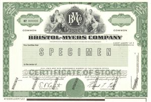 Bristol-Myers Co. - Specimen Stock Certificate