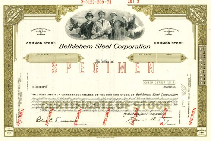 Bethlehem Steel Corporation - Stock Certificate