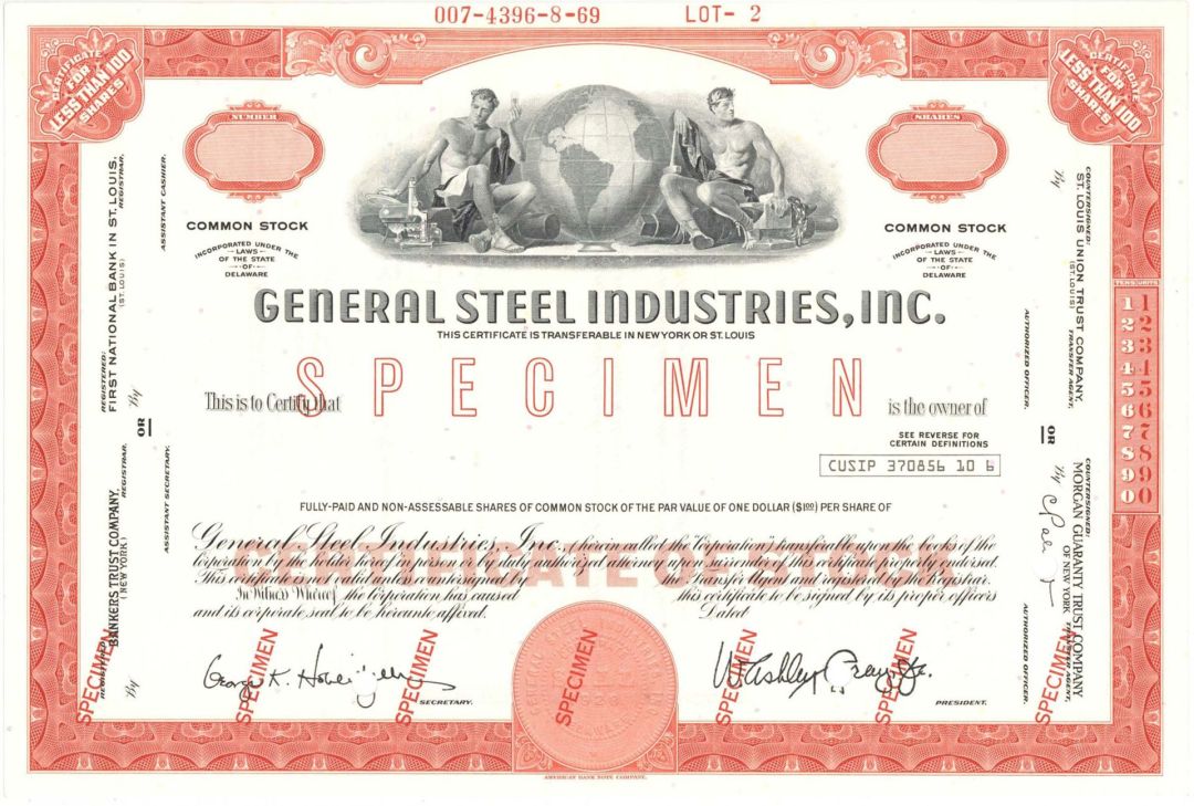 General Steel Industries, Inc. - Specimen Stock Certificate