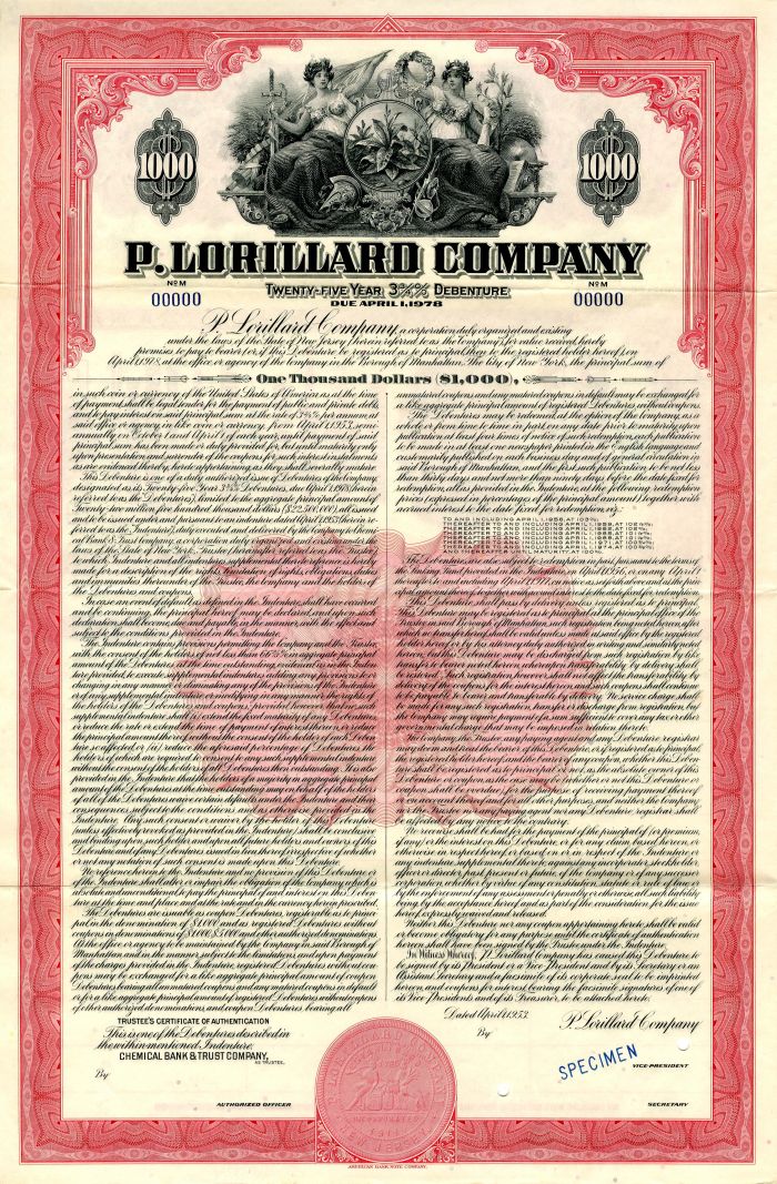 P. Lorillard Co. - $1,000