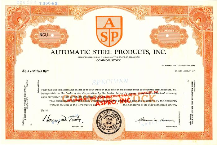 Automatic Steel Products, Inc.