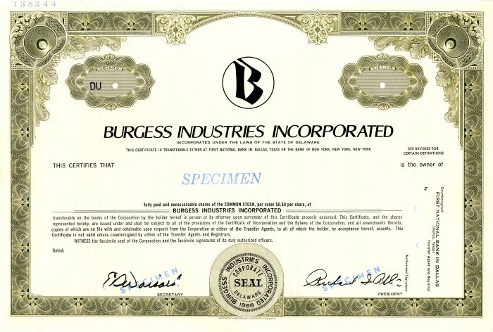 Burgess Industries Incorporated