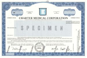 Charter Medical Corp. - Specimen Stock Certificate