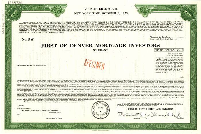 First of Denver Mortgage Investors
