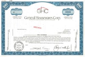 General Housewares Corp. - Specimen Stock Certificates