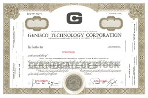 Genisco Technology Corporation - Specimen Stock Certificate