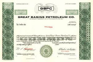 Great Basins Petroleum Co. - Specimen Stock Certificate