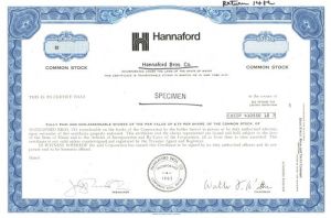 Hannaford Bros. Co. - Specimen Stock Certificate