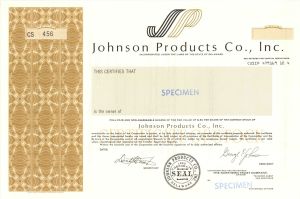 Johnson Products Co., Inc - Specimen Stock Certificate