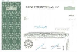 Mego International, Inc. - Specimen Stock Certificate