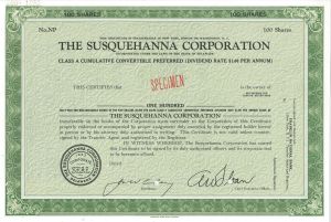 Susquehanna Corporation - Specimen Stock Certificate