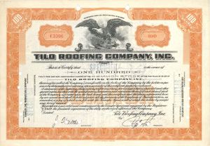 Tilo Roofing Co., Inc. - Specimen Stock Certificate