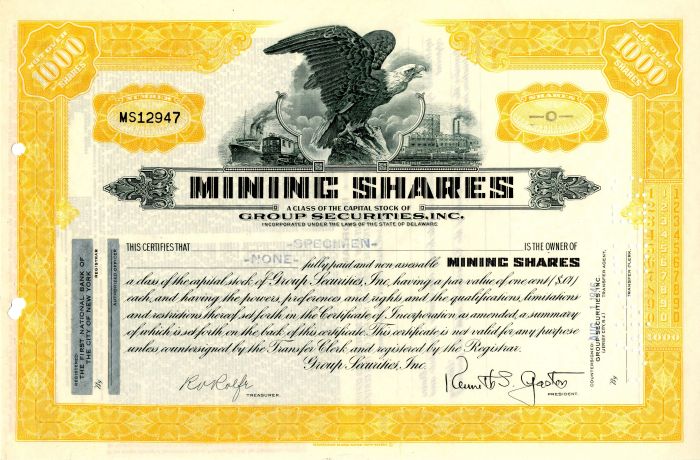 Mining Shares - Stock Certificate