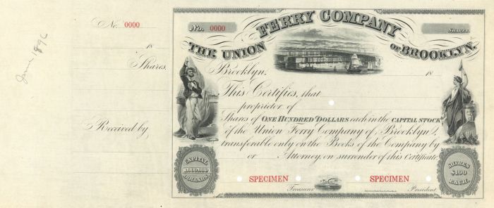 Union Ferry Co. of Brooklyn - Specimen Stock