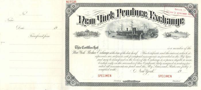 New York Produce Exchange - Specimen Stock