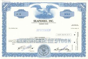 Seaferro, Inc. - Specimen Stock Certificate