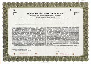 Terminal Railroad Association of St. Louis - 1922 dated Specimen Railway Bond