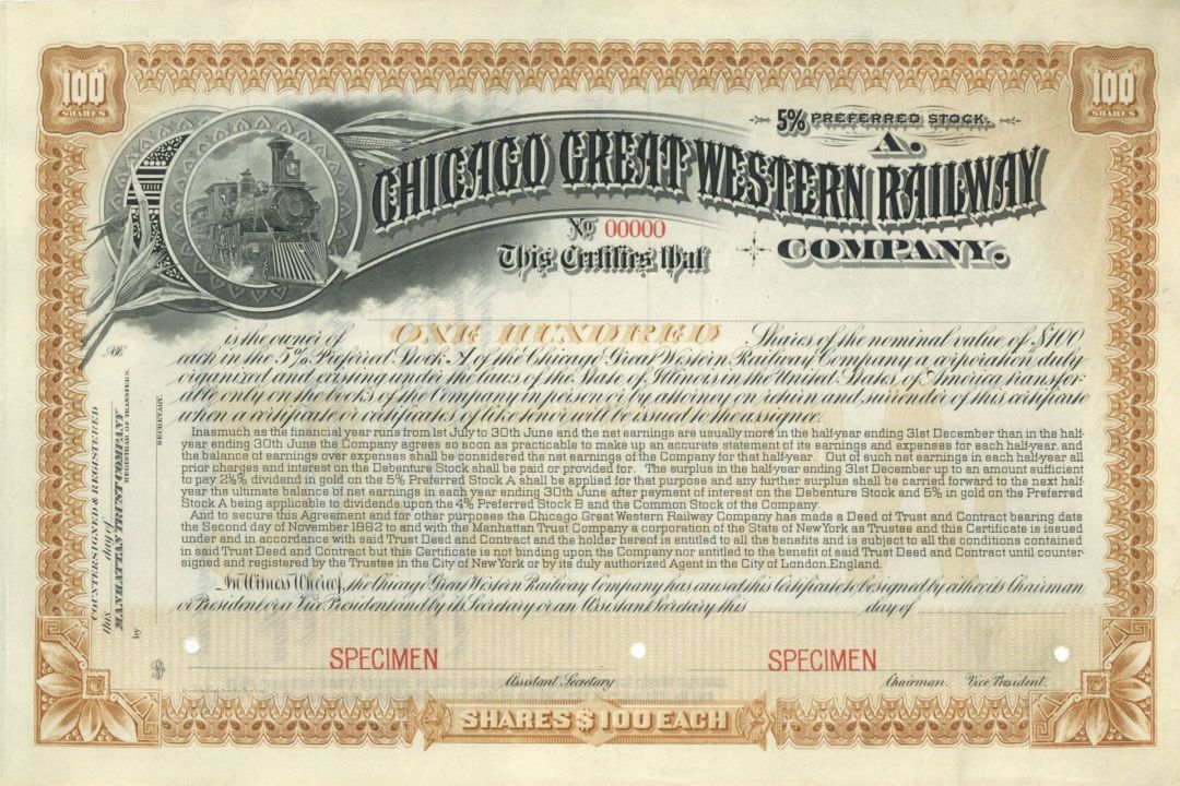 Chicago Great Western Railway Co. - Specimen Stock