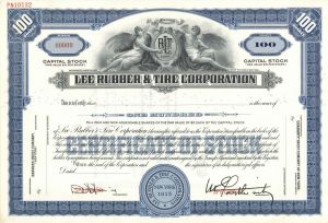 Lee Rubber and Tire Corp. - Specimen Stock Certificate - Company incorporated in 1915