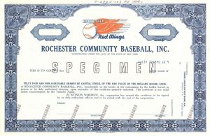 Rochester Community Baseball, Inc. -  Specimen Stock Certificate