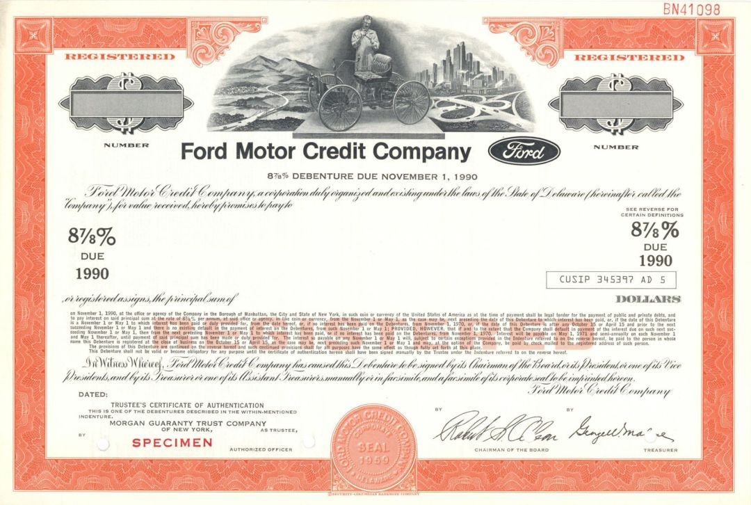 Ford Motor Credit Co. - Specimen Bond