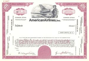 American Airlines, Inc. - 1977 dated Specimen Stock Certificate