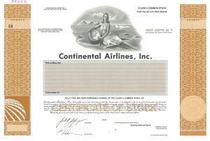 Continental Airlines, Inc. - Specimen Stock Certificate
