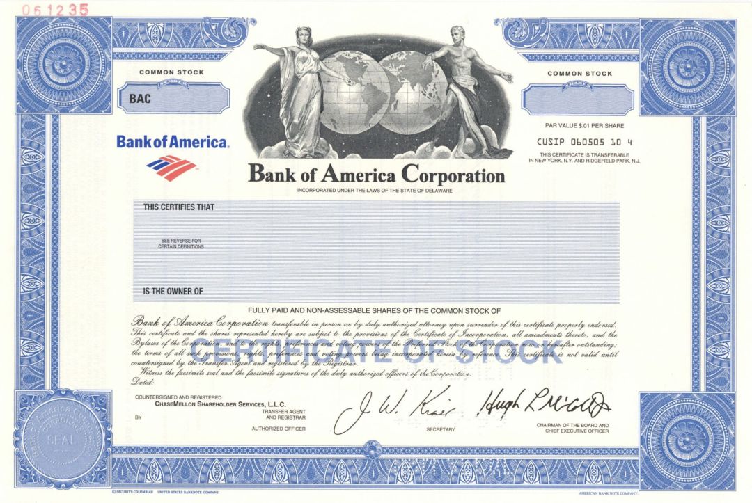 Bank of America Corp. - Specimen Stock Certificate