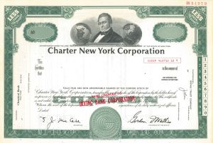 Charter New York Corporation - Washington Irving Vignette - circa 1960's Specimen Stock Certificate