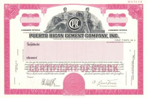 Puerto Rican Cement Company, Inc. - 1978 dated Specimen Stock Certificate