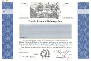 Florida Panthers Holdings, Inc. - Specimen Stock Certificate