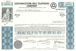 Southwestern Bell Telephone Co. - $1,000 Specimen Bond