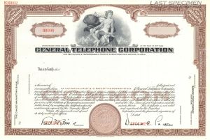 General Telephone Corporation - Specimen Stock Certificate