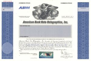 American Bank Note Holographics, Inc. - 1998 dated Specimen Stock Certificate