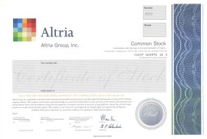 Altria Group, Inc. - 2006 dated Specimen Stock Certificate - Previously Known as the Philip Morris Companies, Inc.