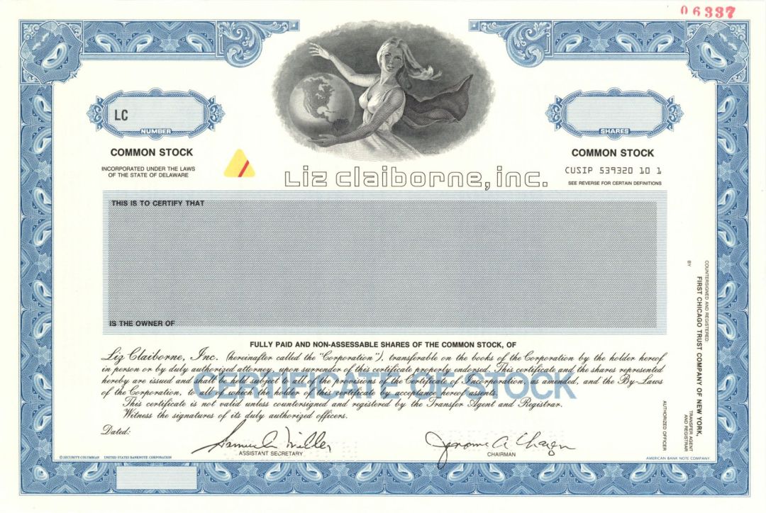 Liz Claiborne, Inc. - Specimen Stock Certificate