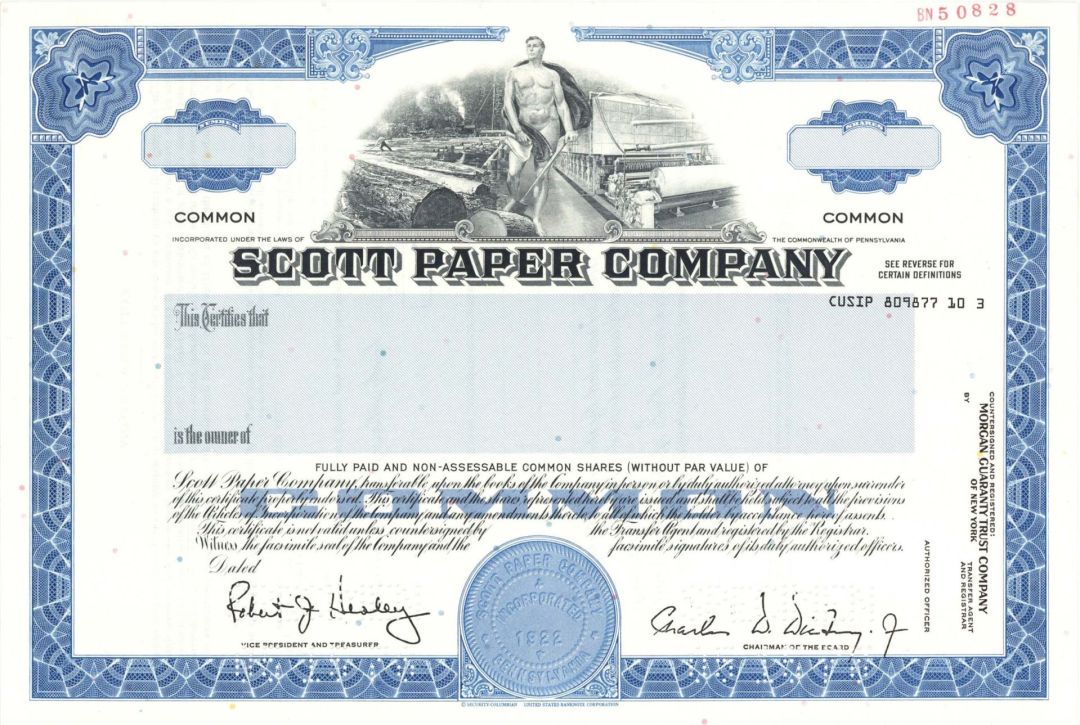 Scott Paper Co.  -  Specimen Stocks and Bonds