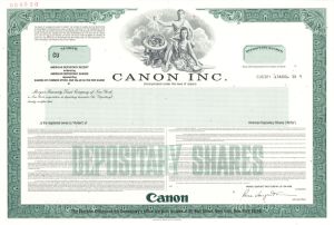 Canon Inc. - 1995 dated Specimen Stock Certificate
