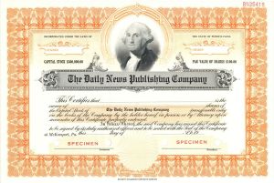 Daily News Publishing Co. - Specimen Stock Certificate