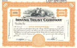 Irving Trust Co. - Specimen Stock Certificate