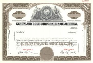 Screw and Bolt Corporation of America - Specimen Stock Certificate