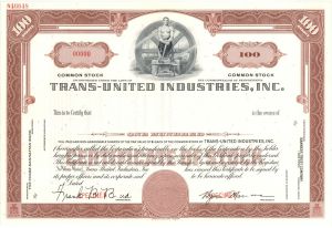 Trans-United Industries, Inc. - Specimen Stock Certificate - Previously known as Artloom Industries, Inc.