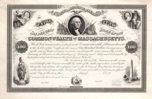 Commonwealth of Massachusetts 1850's dated $100 Specimen Bond - Specimen Stocks and Bonds