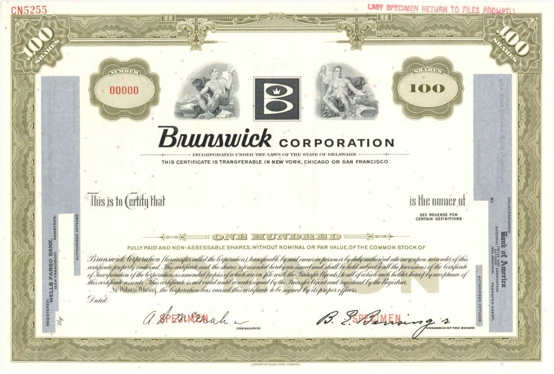 Brunswick Corp.  -  Specimen Stock Certificate