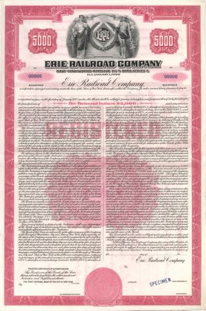 Erie Railroad Co. - $5,000 Specimen Bond