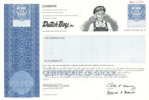 Dutch Boy, Inc. - Specimen Stock Certificate